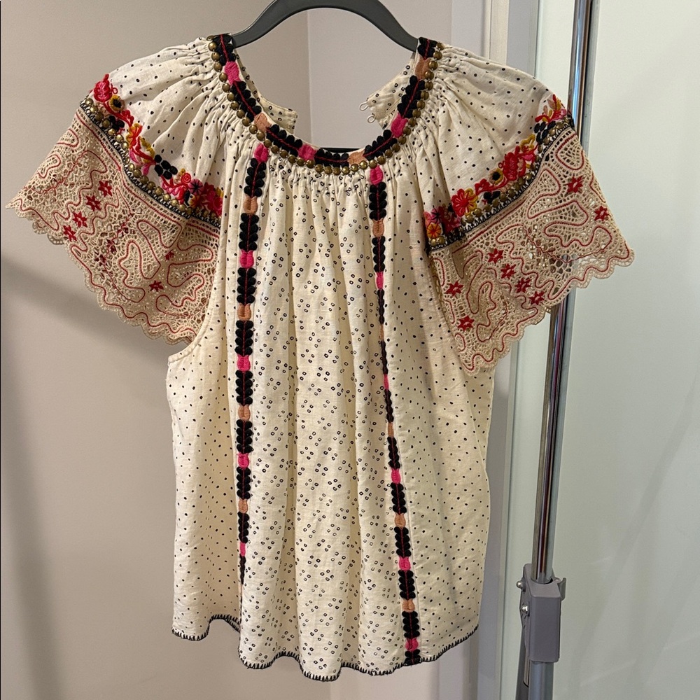 Ulla Johnson “Naia” Embroidered Blouse – Size 6